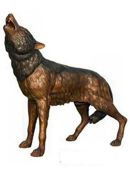 Life Size Bronze Wild Animal Statue Howling wolf for outdoor use